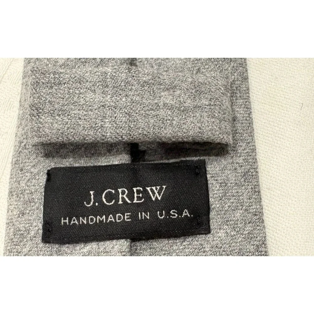 J Crew Mens 100% Wool Tie Gray Handmade USA 58 x 2.5 Slim Necktie
